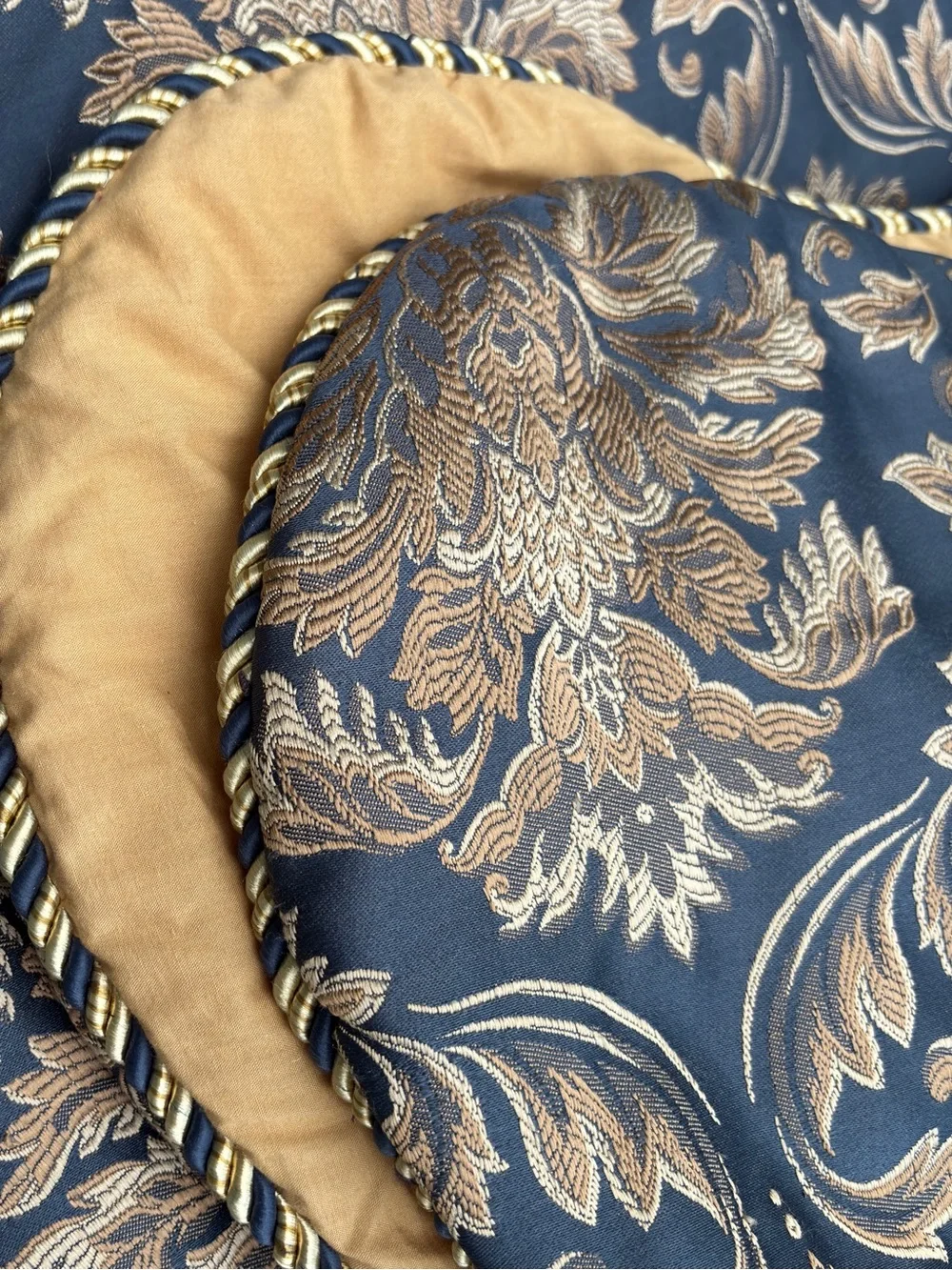 The Luxury Collection Blue & Gold Floral Jacquard Comforter & Shams - King Sz